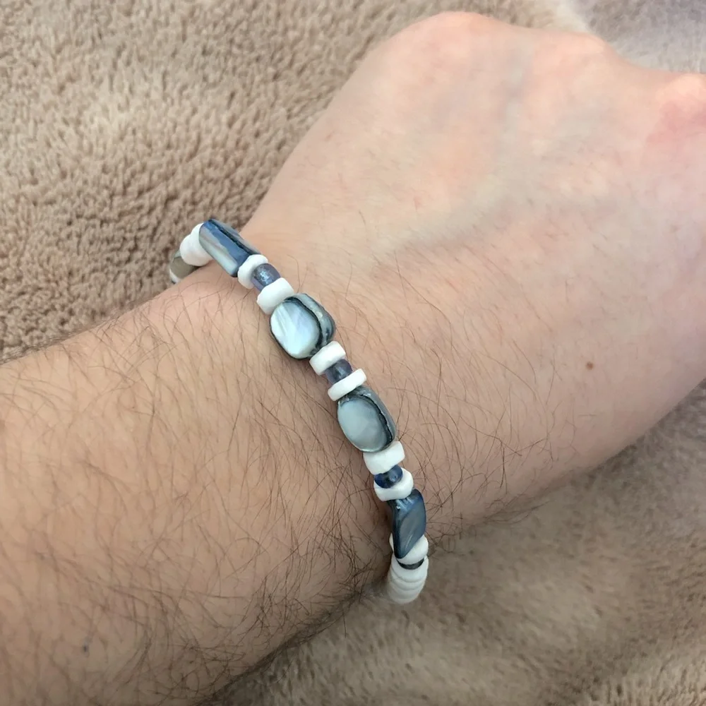 Kyanite Puka Shell Bracelet - Picture 2 of 3